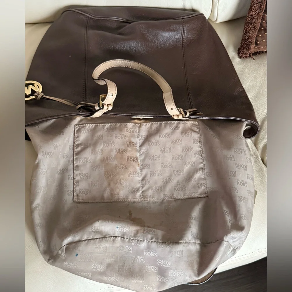 Michael Kors Dark Brown Tote with Gold Accents